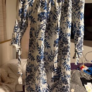 Valentina Blue and White Floral Dress